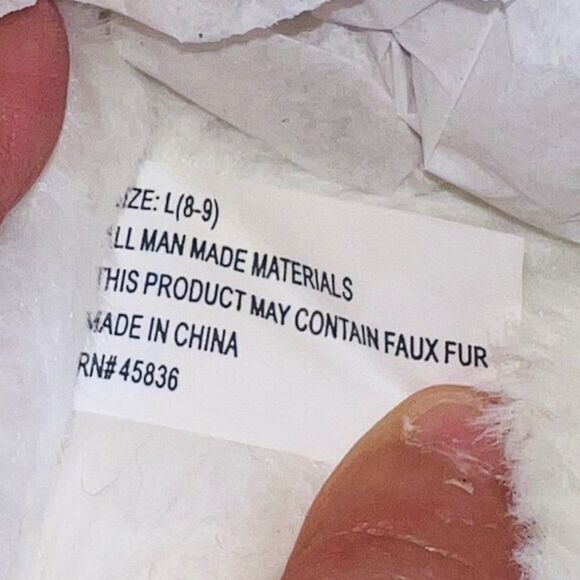 Kooba Fur Plush Slip-on Slippers Beige Women's Large (8-9) - Picture 10 of 11